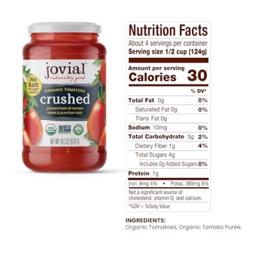 Jovial Crushed Tomatoes Organic Non-GMO BPA-Free Glass Jar