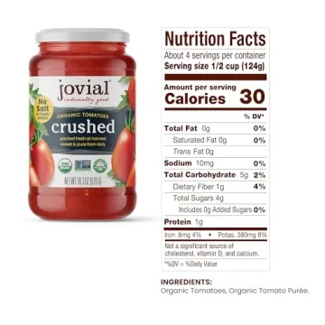 Jovial Crushed Tomatoes Organic Non-GMO BPA-Free Glass Jar