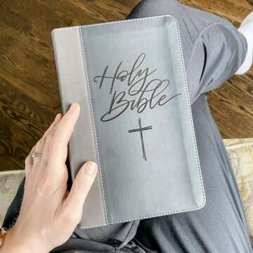 Hand Lettered and Laser Engraved NIV Black/Gray Leathersoft Bible, Personalized Gift for Special Occ...