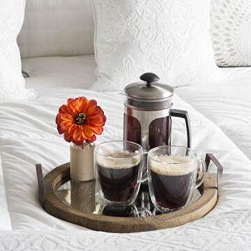 Stonebriar Rustic Serving Tray with Distressed Mirror