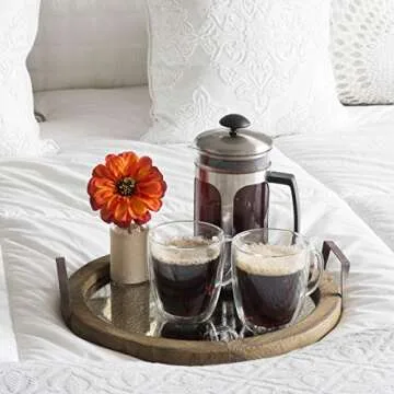 Stonebriar Rustic Serving Tray with Distressed Mirror