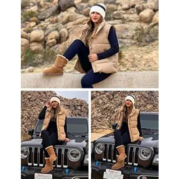 Athlisan Womens Zip Up Puffer Vest Stand Collar Sleeveless Padded Jacket Coat(Khaki-XS)