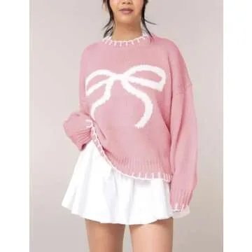MINSURE Women Y2K Bow Knit Sweater for Casual Style