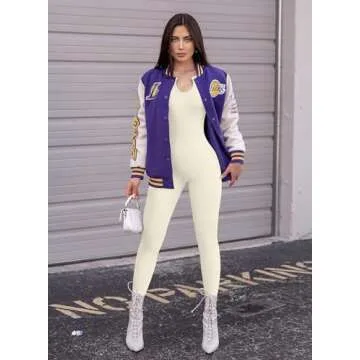 GXIN Women's Yoga Ribbed Jumpsuit Sexy One Piece Tank Top Fashion Jumpsuits Beige