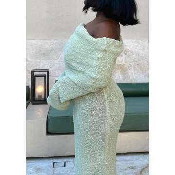 Unybwonn Womens Off Shoulder Tube Top Dresses Long Crochet Going Out Green Dress Formal Wedding Guest Elegant Dresses