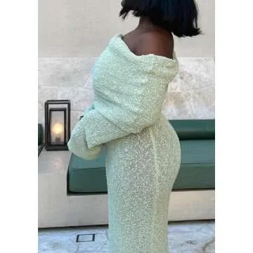 Unybwonn Womens Off Shoulder Tube Top Dresses Long Crochet Going Out Green Dress Formal Wedding Guest Elegant Dresses