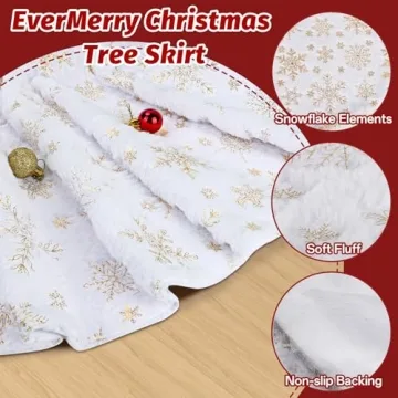 Luxury White Christmas Tree Skirt with Snowflakes