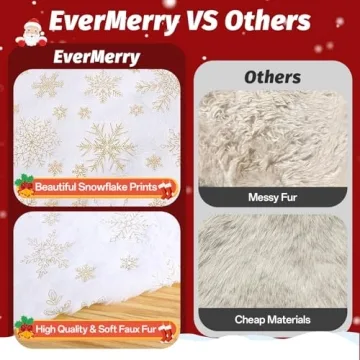 Luxury White Christmas Tree Skirt with Snowflakes