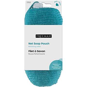 Freeman Net Soap Pouch, Exfoliating Mesh Body Scrubber, Bath & Shower Pouf Removes Dead Skin, Dirt, ...