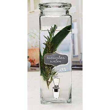 Circleware Tall Square Mason Jar Glass Chalkboard Beverage Dispenser, New Fun Party Home Entertainme...