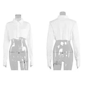 MISSACTIVER Women's Stylish Long Sleeve Crop Blouse