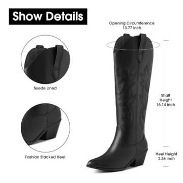 Erocalli Women's Cowboy Boots Stylish Vegan Leather