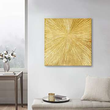 MADISON PARK SIGNATURE Sunburst Wall Art - Modern Resin Dimensional Radiant Color Hand Painted Home Décor Abstract Textured Gold 30" W x 30" H x 1.25" D