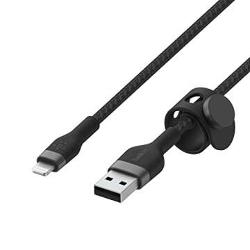 Belkin BoostCharge Pro Flex Braided USB A to Lightning Cable 10ft/3M - MFi Certified 20W Power Delivery iPhone Charger Cord - Apple Charger USB A Cable - Fast Charging for iPhone 14, iPhone 13 - Black