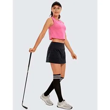 CRZ YOGA Women's Lightweight High Waisted Tennis Skirts A Line Athletic Workout Running Sports Golf Skorts with Pockets Black Small