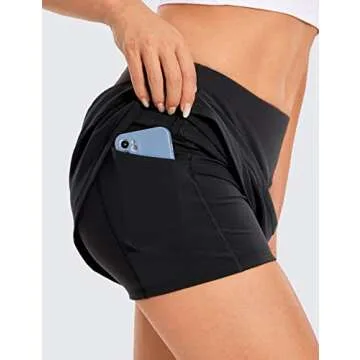 CRZ YOGA Women's Lightweight High Waisted Tennis Skirts A Line Athletic Workout Running Sports Golf Skorts with Pockets Black Small