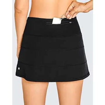 CRZ YOGA Women's Lightweight High Waisted Tennis Skirts A Line Athletic Workout Running Sports Golf Skorts with Pockets Black Small