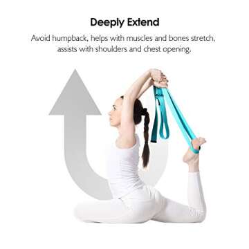 REEHUT Yoga Strap 6ft with Ebook - Durable Polyester Cotton Exercise Straps w/Adjustable D-Ring Buckle for Stretching, General Fitness, Flexibility and Physical Therapy Sky Blue