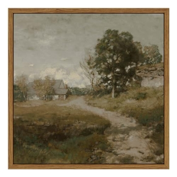 InSimSea Square Framed Canvas Wall Art, Landscape Rural Farmhouse Room Decor, Vintage Nature Classic...