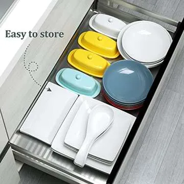 Yedio Porcelain Square Dinner Plates, 10.75 Inch Square Serving Plate for Steak, Pasta, Salad, Snacks, Pizza, Appetizer Plates, Set of 6, White