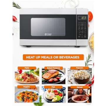 Commercial CHEF CHM990W 900 Watt Counter Top Microwave Oven, 0.9 Cubic Feet, White Cabinet