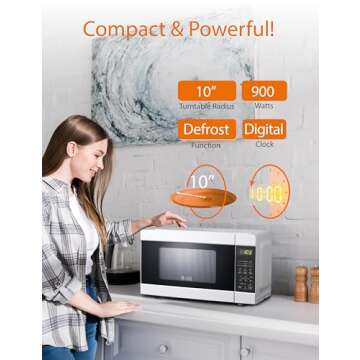 Commercial CHEF CHM990W 900 Watt Counter Top Microwave Oven, 0.9 Cubic Feet, White Cabinet