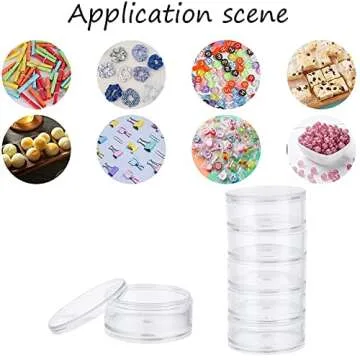 PH PandaHall 2 Sets 5 Layer Cylinder Stackable Bead Containers 15ml Plastic Round Clear Storage Organizer Box with Screw Lid for Make Up, Eye Shadow, Nails, Gems, Beads, Jewelry, Small Items