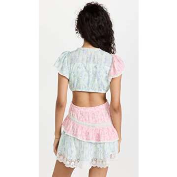 LOVESHACKFANCY Women's Audrina Dress, Blue Moon Sands Print Mix, XXL