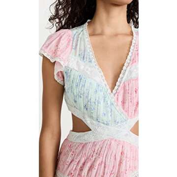 LOVESHACKFANCY Women's Audrina Dress, Blue Moon Sands Print Mix, XXL