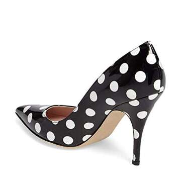 YDN Women's Chic Pointed Toe Polka Dots Pumps Slip on Stilettos Mid Heel Shoes for Party Formal Wear...