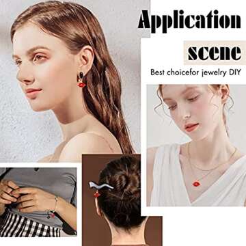 DanLingJewelry 100pcs Enamel Red Lip Charms Alloy Enamel Pendants Mini Lip Kiss Dangle Charms for Necklace Earrings Jewelry Making