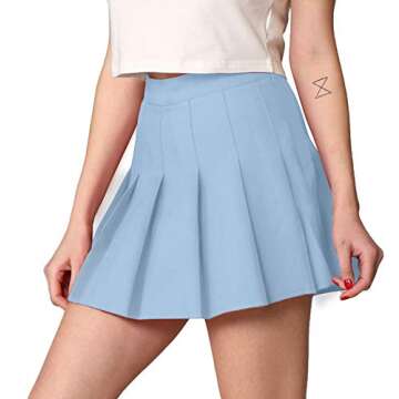 MBJ WB2344 Women Girls Plaid High Waist Japan School Uniform Pleated Skater Tennis Skirt with Short ...