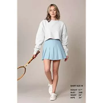 MBJ WB2344 Women Girls Plaid High Waist Japan School Uniform Pleated Skater Tennis Skirt with Short XL Sky_Blue