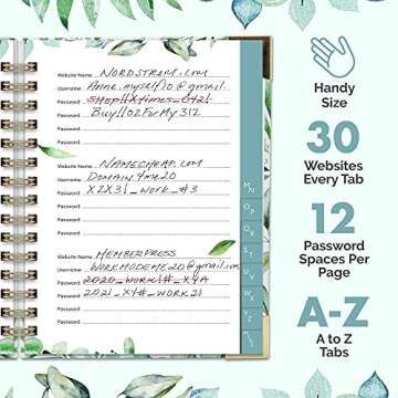 Beautiful Greenery Password Book with Alphabetical Tabs - Great Internet Password Keeper For Seniors...