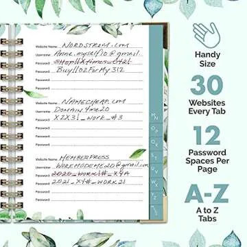 Beautiful Greenery Password Book with Alphabetical Tabs - Great Internet Password Keeper For Seniors – Perfect Notebook w/Address Section to Get All Passwords & Recently Placed Orders Organized