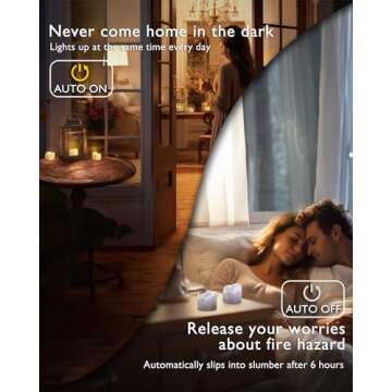 Homemory Timer Tea Lights, Flameless Flickering Auto Tea Lights Battery Operated, Auto-On 6 Hours an...