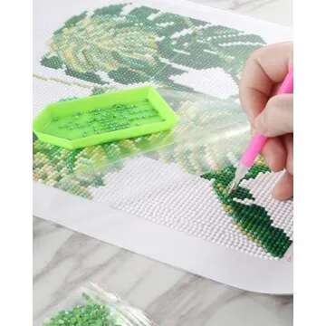 PP OPOUNT 6 Pack 5D Diamond Art Kits for Adults, Green Plants Full Drill Round Diamond Cross Stitch Diamond Art by Number Kits for Home Wall Decor(11.8x15.7 inch, Patent Product)