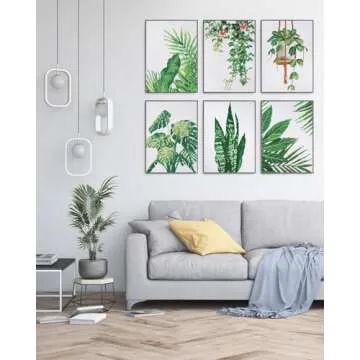 PP OPOUNT 6 Pack 5D Diamond Art Kits for Adults, Green Plants Full Drill Round Diamond Cross Stitch Diamond Art by Number Kits for Home Wall Decor(11.8x15.7 inch, Patent Product)