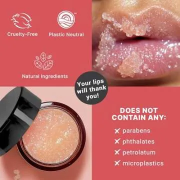 USDA Organic Lip Scrub Berry - USA Made with Natural Ingredients, Lips Exfoliator, Moisturizing Scrub for Dry Lips, Lip Sugar Scrubber Exfoliator for Smooth Lips, Small Beauty Gifts