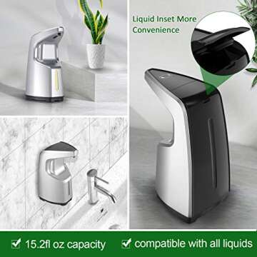 ibowee Touchless Hand Sanitizer Dispenser: 15.2oz Automatic Soap Dispenser