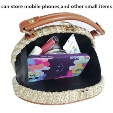 Mtbxk Small Straw Bag Handbag Shoulder Bag Summer Woven Mini Cute Purses Vacation Beach Purse Crossbody Bag Cherry Gifts For Women (Brown)
