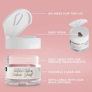Bakell - Rose Gold Tinker Dust (5g, 1x Jar) Edible Glitter for Food, Desserts, and Beverages!