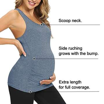 fitglam Women's Maternity Tank Tops Workout Active Athletic Yoga Sleeveless Shirts Pregnancy Racerback Activewear Clothes 2 Pack