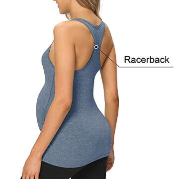 fitglam Women's Maternity Tank Tops Workout Active Athletic Yoga Sleeveless Shirts Pregnancy Racerback Activewear Clothes 2 Pack