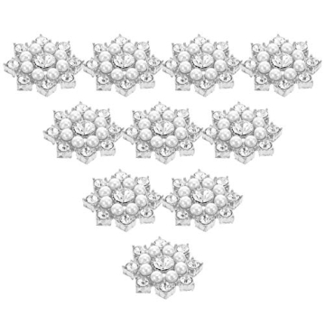 50pcs Crystal Snowflake Pearl Rhinestone Applique Embellishments for Buttons Brooches Crafts Jewelry...