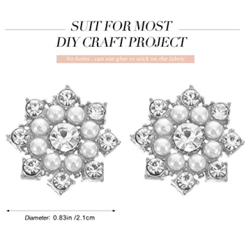 50pcs Snowflake Pearl Rhinestone Embellishments for Crafts