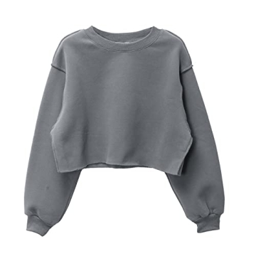 Stylish Amazhiyu Women Cropped Fleece Sweatshirt