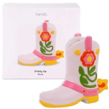 ban.do Small Cowboy Boot Vase - Cute Cowgirl Boot Decor for Home or Office