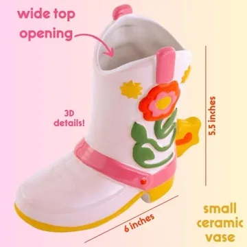 ban.do Cowboy Boot Vase - Fun Ceramic Decor for Home