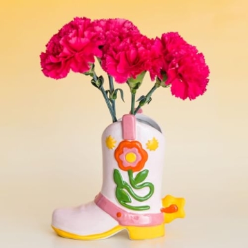 ban.do Cowboy Boot Vase - Fun Ceramic Decor for Home